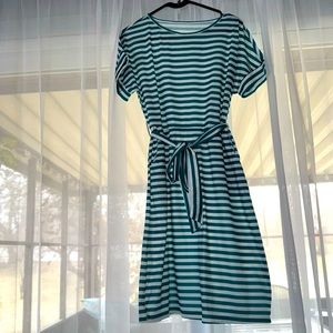 Green striped dress